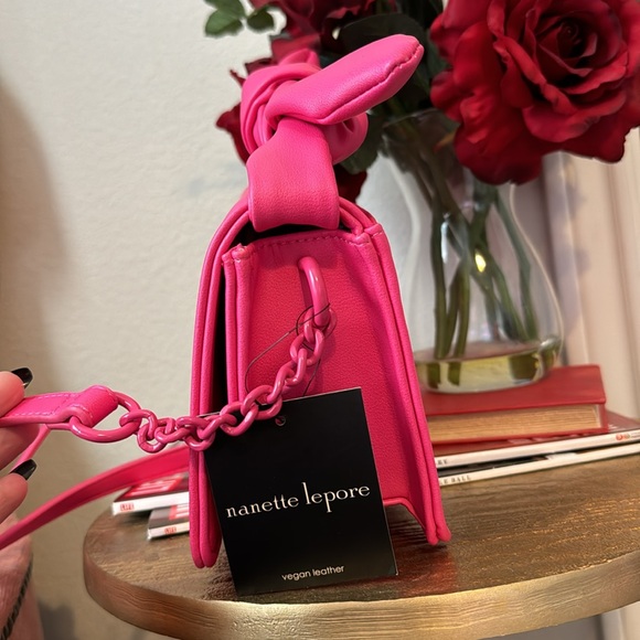 Nanette Lepore Hot Pink Bow Top Crossbody Bag, NWT - Picture 3 of 9